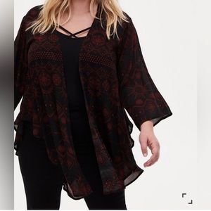 🆕🦄NWT🔖Torrid Black Celestial Print Shirttail Kimono - 5x